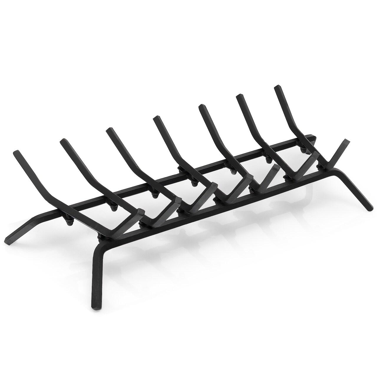 Black Metal Fireplace Grate for Outdoor Fire Pit with V-Shaped Design